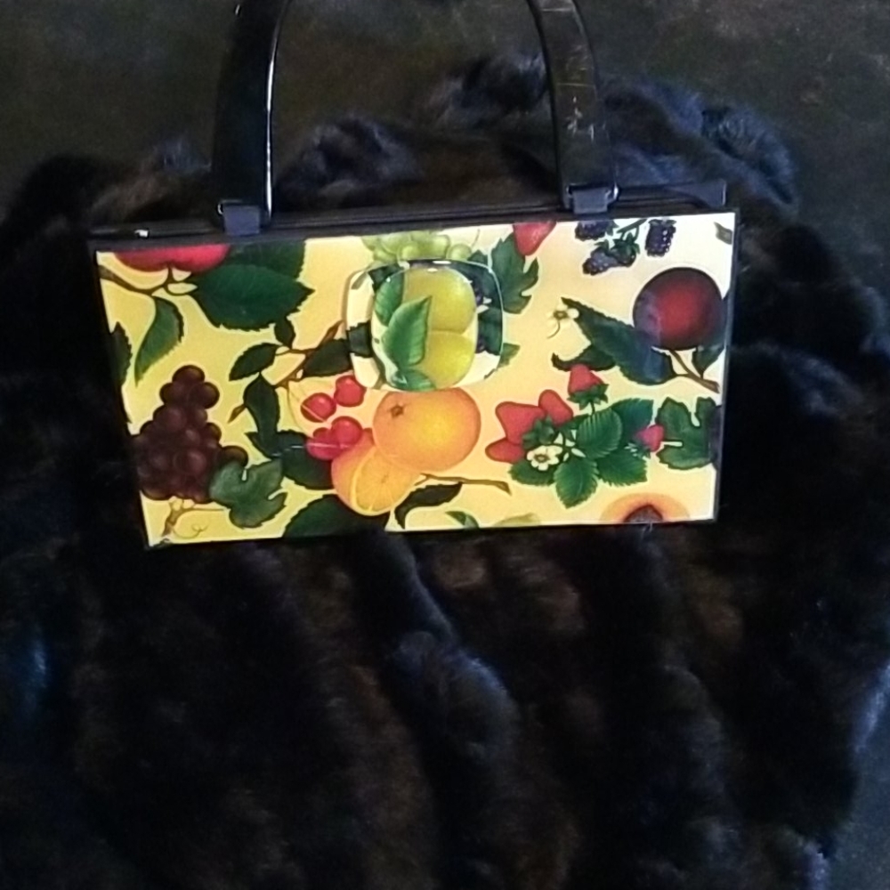 Vintage Angela Frascone Resin Handbag with Colorful Fruit Motif
